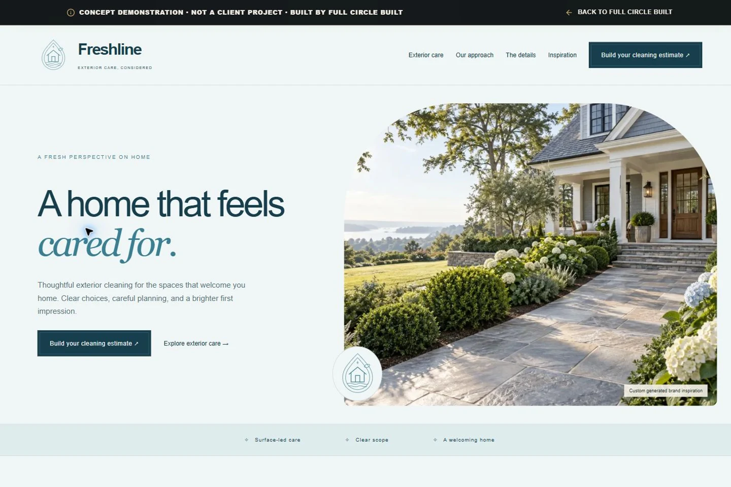 Preview of the fictional Freshline website