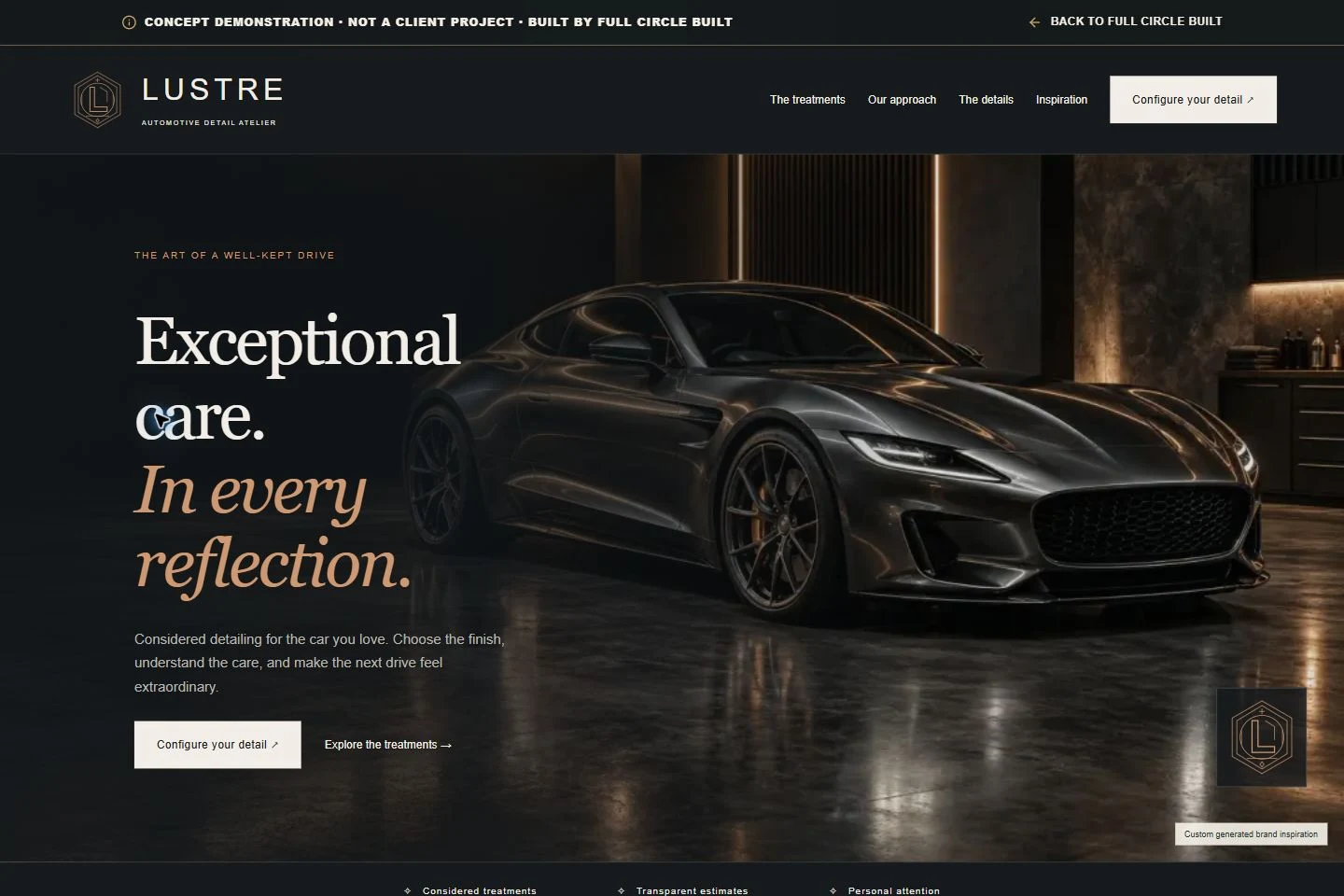 Preview of the fictional Lustre website