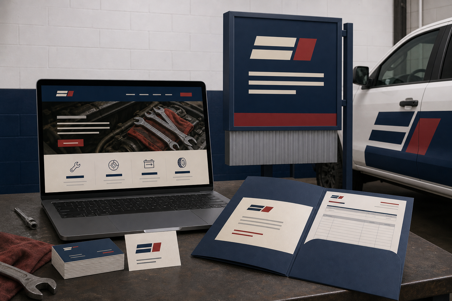 Generic automotive-service identity and website presentation